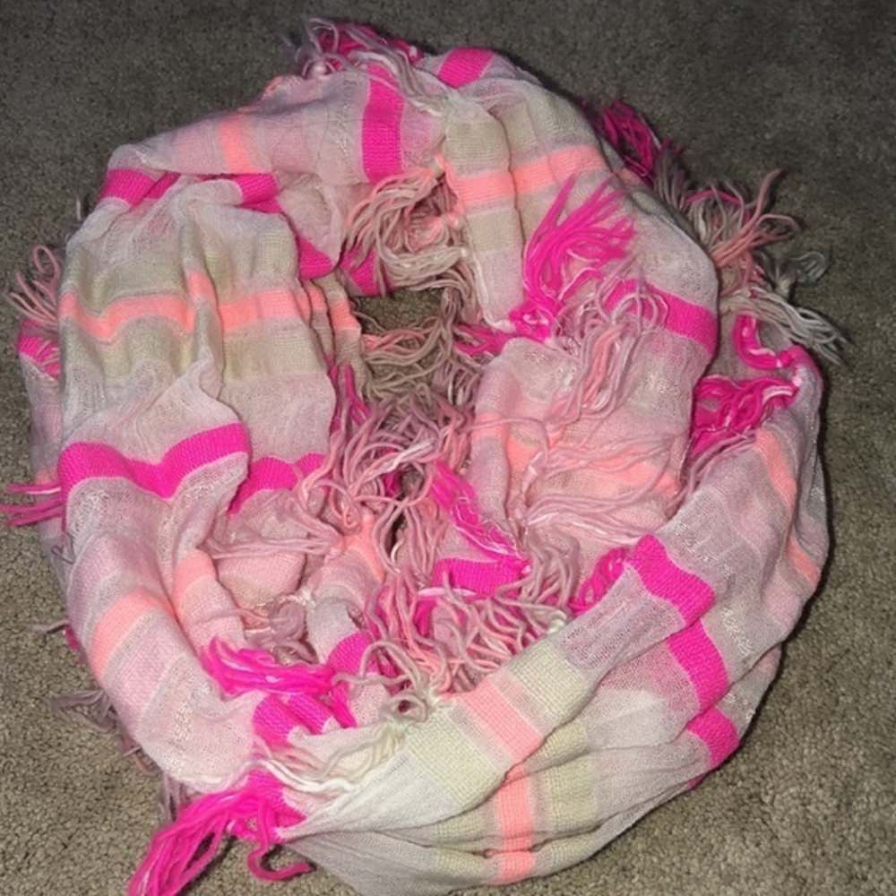 Aeropostale Infinity Scarf Pink White Striped